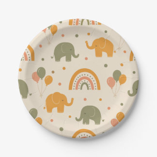 Retro Regenboog Olifant Geslacht Neutrale Papieren Bordje