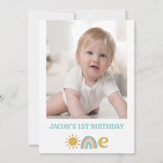 Retro Regenboog Onze Mr. Onederful 1e Verjaardag Kaart (Achterkant)