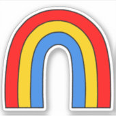 Retro regenboog primaire kleuren sticker (Voorkant)
