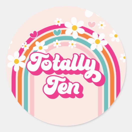 Retro regenboog totaal tien 10e verjaardag ronde sticker (Voorkant)