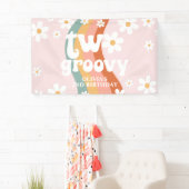 Retro Regenboog Twee Groovy Daisy 2de Spandoek (Insitu)