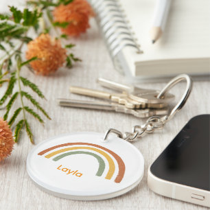 Retro Regenboog Uniseks Aangepaste Naam Sleutelhanger
