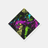 Retro Regenboog van Neon Paint Spletters op zwart Servetten (Hoek)