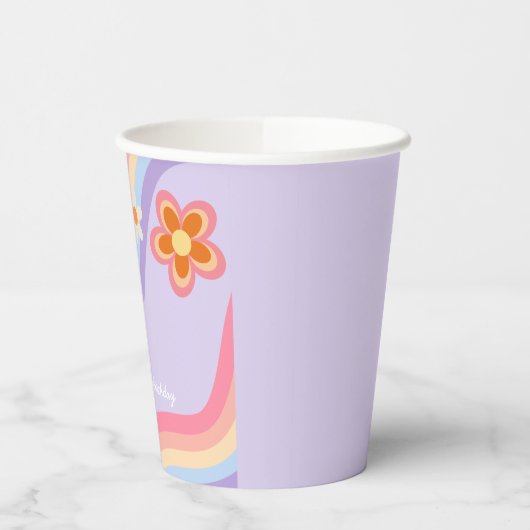 Retro Regenboog Verjaardag Papieren Bekers (Links)