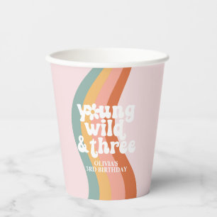 Retro Regenboog Young Wild Three Madeliefje Papieren Bekers