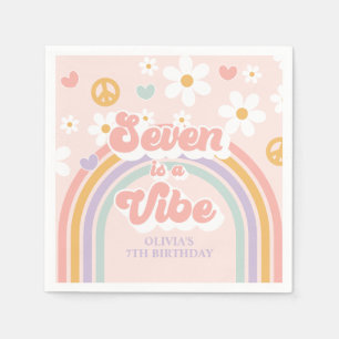 Retro Regenboog Zeven is een Vibe 7e Verjaardag Servet
