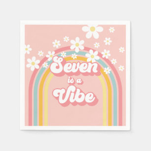 Retro Regenboog Zeven is een Vibe Groovy 7e Verjaa Servet