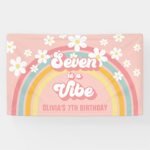 Retro Regenboog Zeven is een Vibe Groovy 7e Verjaa Spandoek