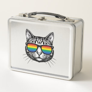 Retro Regenboog Zonnewijzer Katten Pride T-shirt O