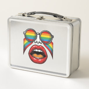 Retro Regenboog Zonnewijzer Lippen Gezicht Vector