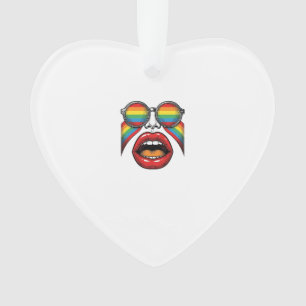 Retro Regenboog Zonnewijzer Lippen Gezicht Vector  Ornament