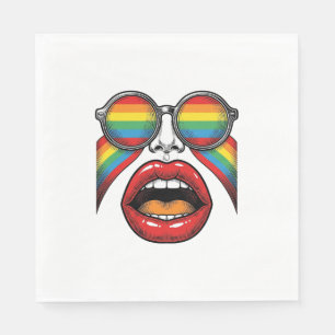 Retro Regenboog Zonnewijzer Lippen Gezicht Vector Servet