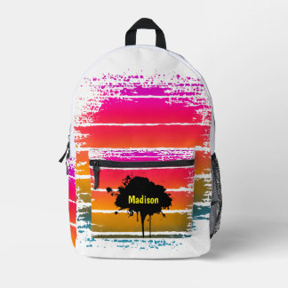 Retro Regenboog Zonsondergang Spetter CustomName R Bedrukte Rugzak
