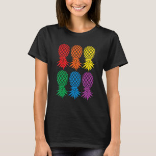 Retro regenbooganzen onderaan de anananaswi t-shirt