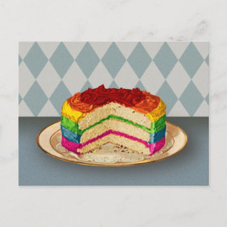 Retro-regenboogCake Briefkaart