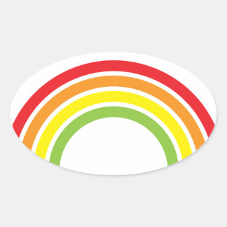 retro regenbooghart ovale sticker
