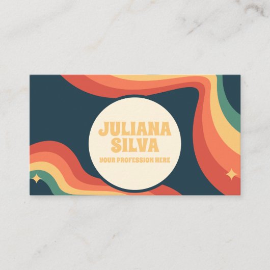 Retro Regenbooghoek met QR-Visitekaartje Visitekaartje (Voorkant)