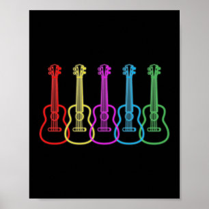 Retro Regenboogspeler Oekulele Player Hawaiian Poster