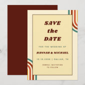 Retro Regenboogstapes 70 jaar Geel Save The Date (Voorkant / Achterkant)