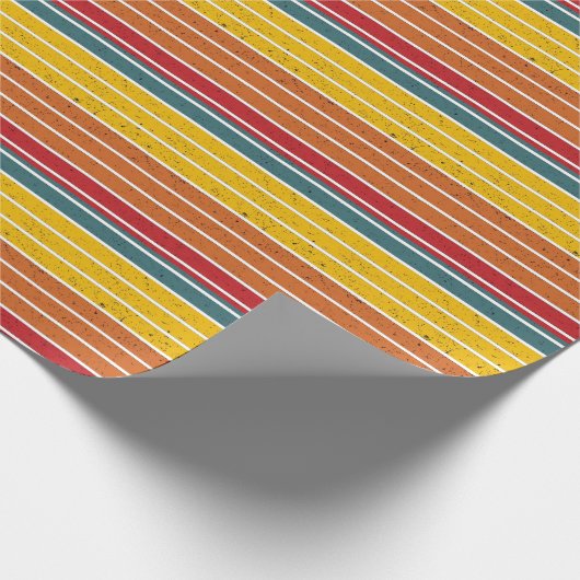 Retro regenboogstrepen cadeaupapier (Hoek)