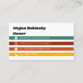 Retro regenboogstripe Visitekaartje (Achterkant)