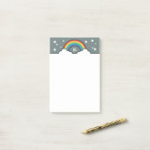 Retro regenboogwolken en sterren monogram post-it® notes (Op bureau)