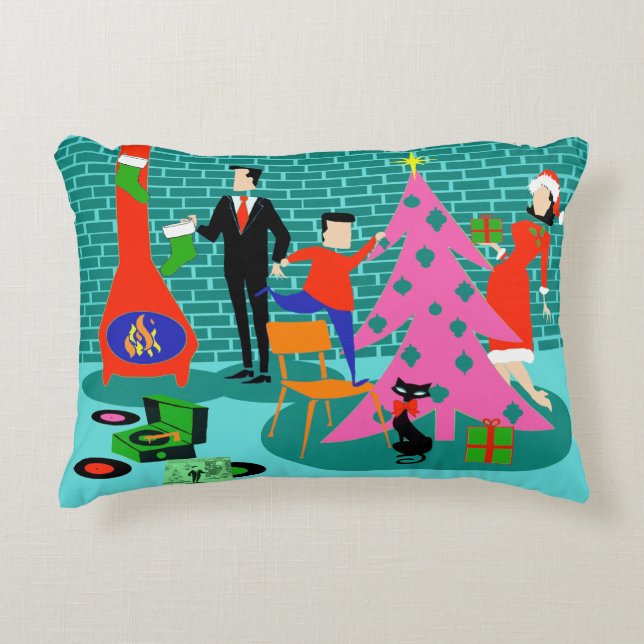 Rétro règlage le coussin d'accent d'arbre de Noël (Devant)