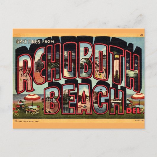 Retro Rehoboth Beach Briefkaart (Voorkant)