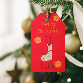 Retro Reindeer and Orange Slice Christmas Cadeaulabel