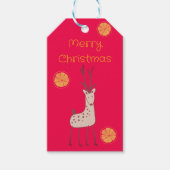 Retro Reindeer and Orange Slice Christmas Cadeaulabel (Voorkant)