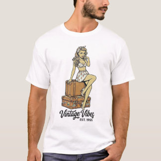 Retro Reis Beauty – Flamingo Pin-Up Stijl T-shirt