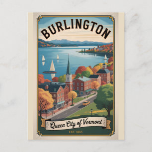 Retro Reis Burlington Vermont Briefkaart
