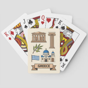Retro Reis Griekenland Iconische Nationale Symbole Pokerkaarten