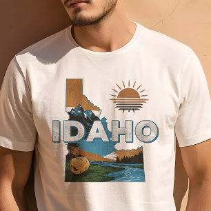 Retro Reis Iconische Idaho Grafiek T-shirt