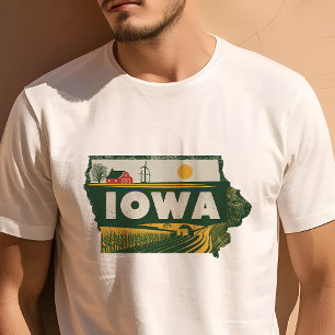 Retro Reis Iconische Iowa Grafiek T-shirt