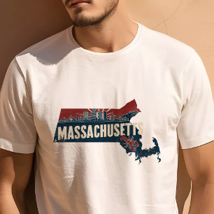 Retro Reis Iconische Massachusetts Grafiek T-shirt