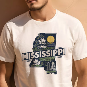 Retro Reis Iconische Mississippi Grafiek T-shirt