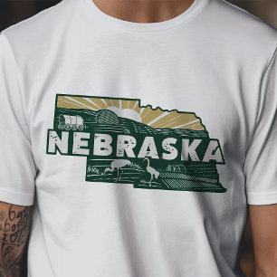 Retro Reis Iconische Nebraska Grafiek T-shirt