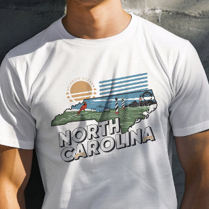 Retro Reis Iconische Noord-Carolina Grafiek T-shirt