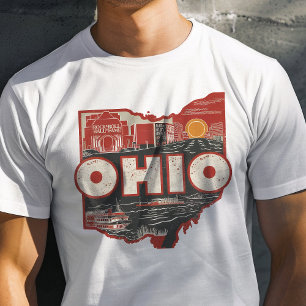 Retro Reis Iconische Ohio Grafisch T-shirt