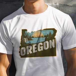 Retro Reis Iconische Oregon Grafiek T-shirt