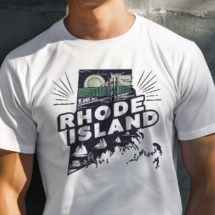 Retro Reis Iconische Rhode Island Grafiek T-shirt