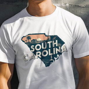 Retro Reis Icoon South Carolina Grafisch Ontwerp T-shirt