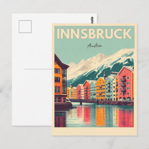 Retro reis Innsbruck Tirol - Oostenrijkse Alpen ge Briefkaart