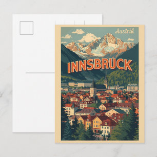 Retro reis Innsbruck Tirol - Oostenrijkse Alpen ge Briefkaart