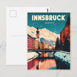 Retro reis Innsbruck Tirol - Oostenrijkse Alpen ge Briefkaart