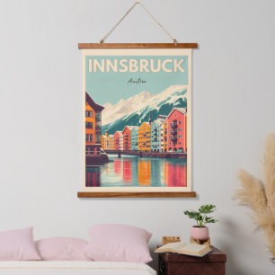 Retro reis Innsbruck Tirol - Oostenrijkse Alpen ge Hangend Wandkleed