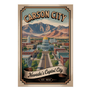 Retro Reis naar Carson City Nevada Perfect Poster