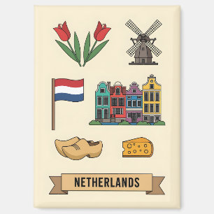 Retro Reis Nederland Iconische Culturele Symbolen Magneet