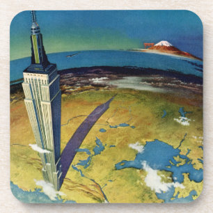 Retro Reis New York City Empire State Building Drankjes Onderzetter